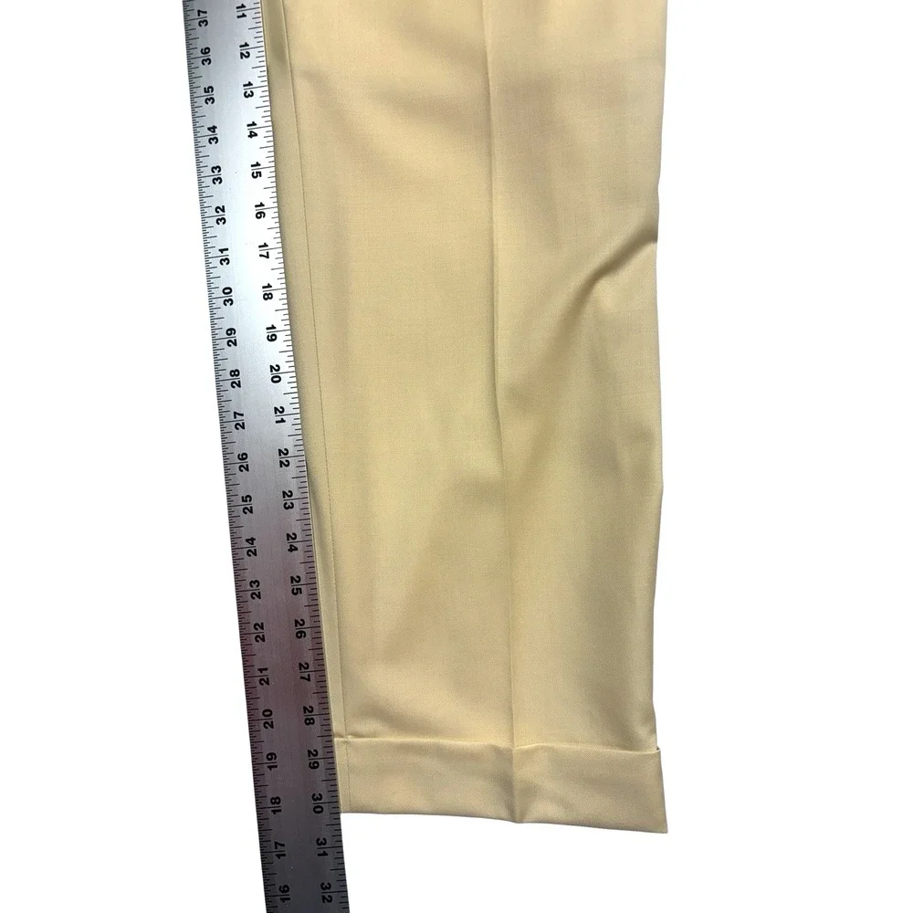 Bespoke Tailored Jacob Young 38x30 Yellow Dress Suit Pants Trousers Wool Pleated